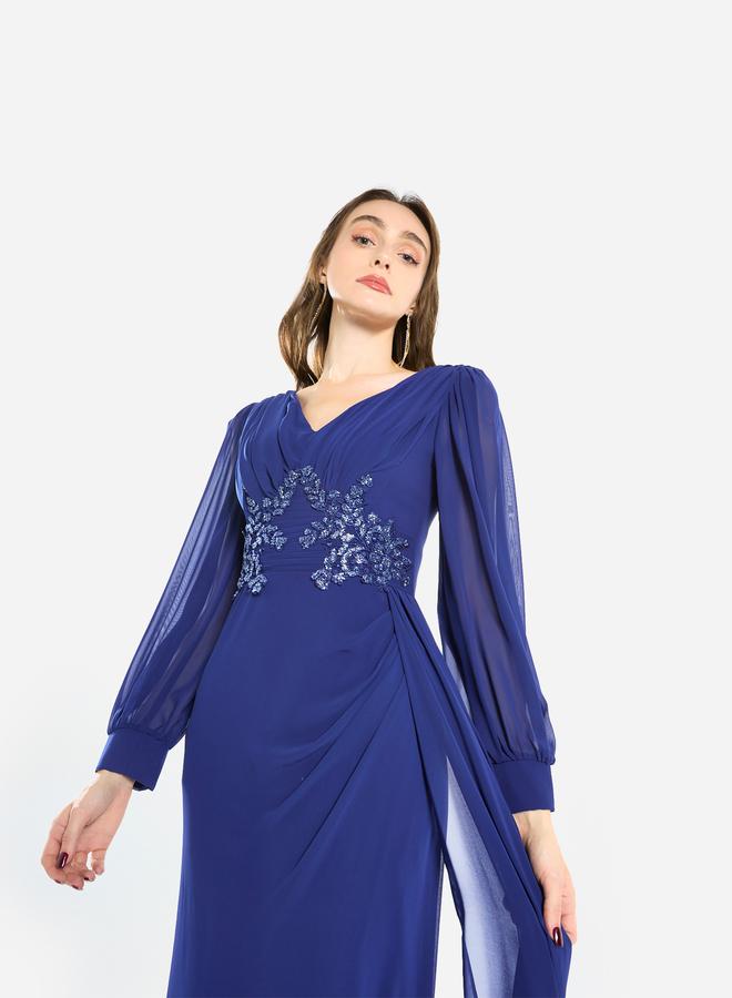 House of Moda Women Flowing Cape Embellished Maxi Dress - Image 4